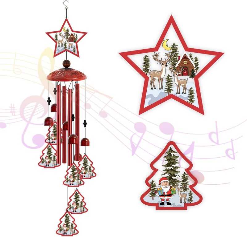 Howarmer Christmas Wind Chimes for Outside, 35'' Metal Christmas WindChimes Gifts for Women/Men, Decoration for Outdoor, Home, Garden, Patio, Backyard - Image 1